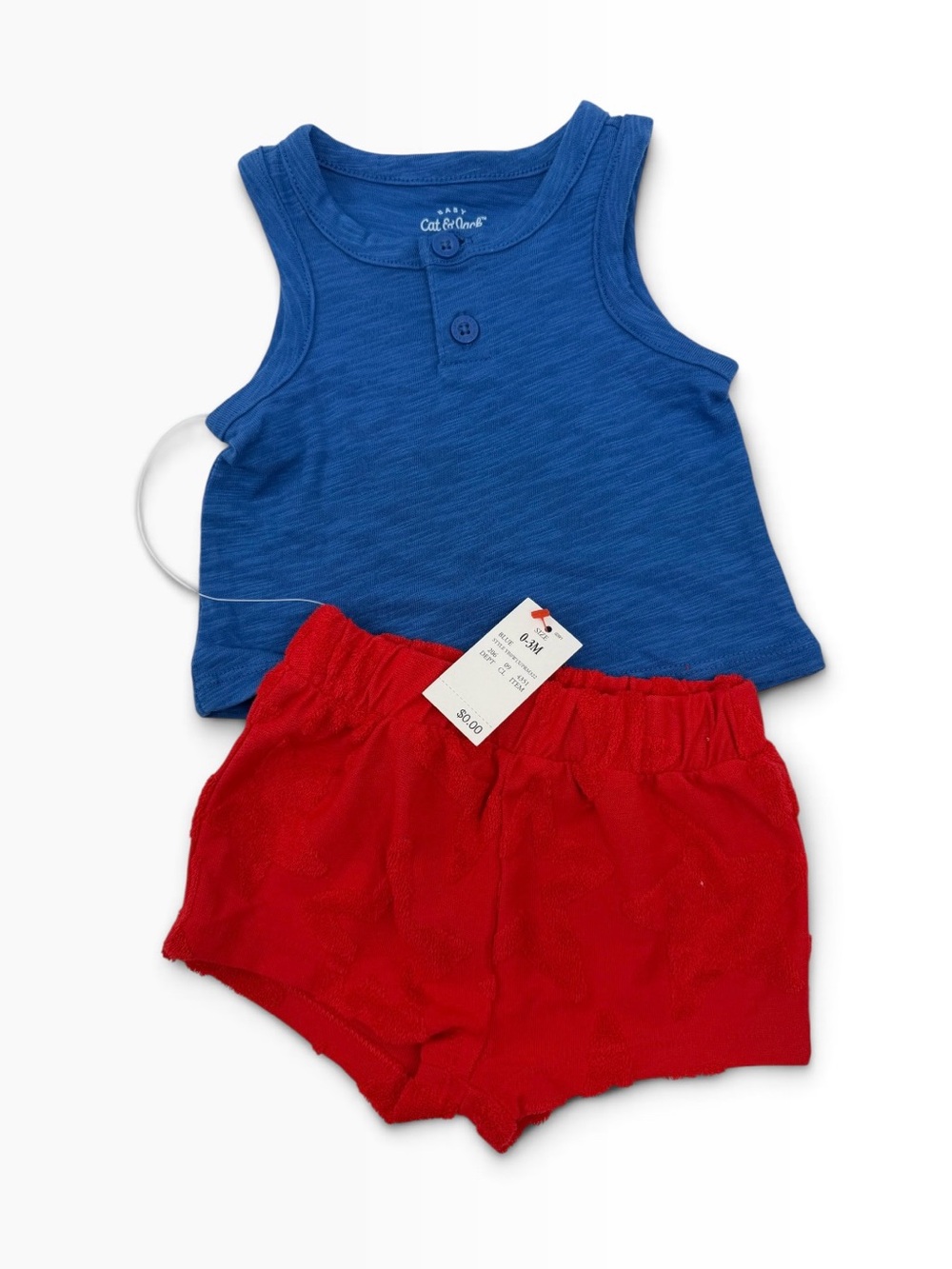 Cat & Jack Royal Blue Tank Top with Bright Red Shorts Set